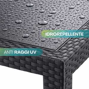 Square <b>Plastic</b> Garden <b>Table</b> 79x79x72 Cm Anthracite Rattan Effect Legs <b>Outdoor</b> Use - Product Image 5