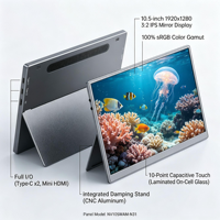 Moniteur tactile IPS 10,5-16 pouces pour bureau à domicile, plug-and-play, deuxième écran externe pour ordinateur portable et extension de téléphone portable