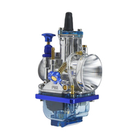 Carburateur de course à clapet plat PWK argenté avec cuve flottante transparente bleue pour moto tout-terrain 2T 4T, VTT, Pit Bike, remplacement de moto