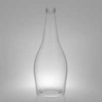 Bouteille en verre octogonale transparente de 750 ml de haute qualité pour spiritueux, avec bouchon à vis, pour approvisionnement en gros de luxe