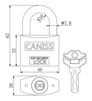 Serrure de sécurité classique de cadenas à clé en laiton de 50mm du fabricant chinois pour bijoux bagages matériau en alliage de zinc chromé