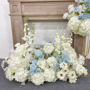 Janji baris bunga pelari bunga putih dan biru buatan untuk dekorasi pesta panggung pernikahan - Product Image 4