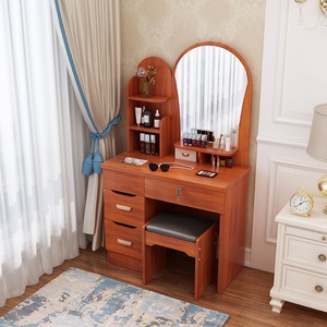 Coiffeuse trapézoïdale avec miroir pour chambre à coucher et chaise de coiffeuse - Product Image 6