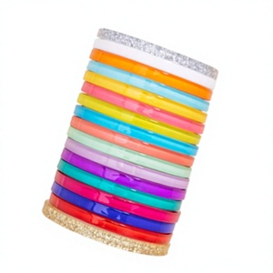 Juego de Brazaletes Apilables de Resina Brillante y Transparente, Brazaletes Acrílicos Premium Arcoíris, Joyería de Moda Unisex, Regalos para Fiestas - Product Image 1