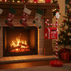 Boîte aux lettres <span class=keywords><strong>du</strong></span> Père Noël - Boîte décorative rouge 'Lettres <span class=keywords><strong>au</strong></span> Père Noël' avec canne en sucre, activité familiale festive pour les lettres de vœux de Noël - Product Image 4