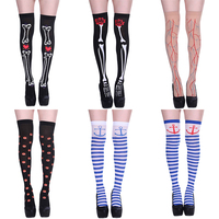 Chaussettes au-dessus du genou pour femmes, motifs variés, respirantes, douces, extensibles, élastiques, pour festivals, bon prix