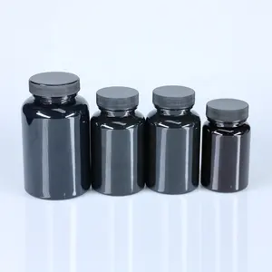 100cc-750cc PET Black Plastic Empty Tablet Capsules Bottles Medicine Pill Container for Vitamins Powder Packaging