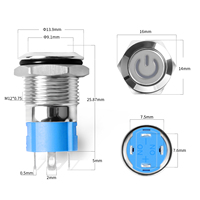 Interrupteur à bouton-poussoir DaierTek 12 mm à verrouillage 12 V LED étanche marche/arrêt avec logo métallique pour automobile et bateau