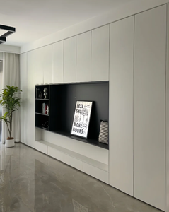 Meuble TV en bois minimaliste moderne avec fonction d'éclairage, support TV de luxe avec rangement, salon, chambre à coucher, salle à manger, hôtel, meubles de maison - Product Image 1