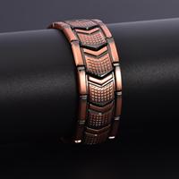 Bracelet Tibétain Géométrique Classique Hautement Poli, Design Trois Flèches Bio-Magnétique, en Cuivre Massif, Bijou Unisexe Tendance pour Cadeau
