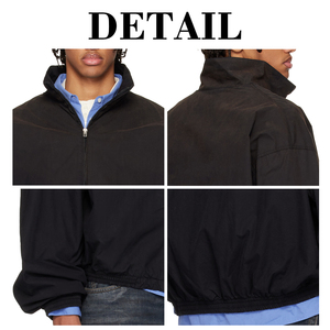 Chaqueta KingSen para Hombre, Estilo Oversize con Hombros Caídos, Cierre de Cremallera Bidireccional, Cuello Alto Vintage, Estilo Urbano, Puños Elásticos, Impermeable, Tipo Bomber - Product Image 6