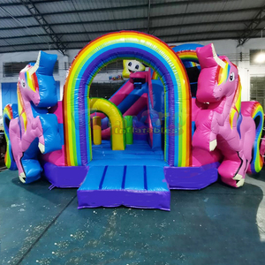 Castillo inflable comercial de unicornio para niños con tobogán, parque de juegos inflable de unicornio - Product Image 1