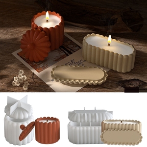 Early Riser Wave Stripe Oval redondo maceta molde <span class=keywords><strong>de</strong></span> silicona DIY aromaterapia vela taza molde <span class=keywords><strong>de</strong></span> <span class=keywords><strong>yeso</strong></span> para decoración del hogar - Product Image 2