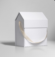 Boîte cadeau rigide magnétique de luxe faite à la main, recyclable, en forme de maison de poupée victorienne, avec dorure à chaud, double porte pliante et gaufrage