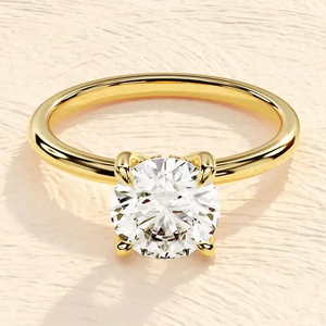 Anillos de compromiso de boda de Plata de Ley 925 sólida de diseño minimalista anillos chapados en oro de diamante de moissanita de corte brillante redondo - Product Image 1