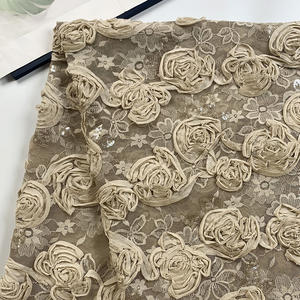 Tela de encaje floral jacquard con lentejuelas y bordado de cinta africana elegante de alta gama para accesorios nigerianos Aso Ebi - Product Image 3