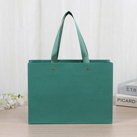 Bolsa de Compra Reutilizable de Papel Kraft Verde de Lujo al por Mayor con Asa de Cinta, Reciclable, Promoción de Supermercado, Impresión Offset