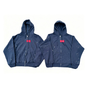 <span class=keywords><strong>Felpa</strong></span> con <span class=keywords><strong>Cappuccio</strong></span> e Zip Integrale Personalizzata con Logo Ricamato, in Spugna Francese Pesante, Oversize per Uomo - Product Image 4