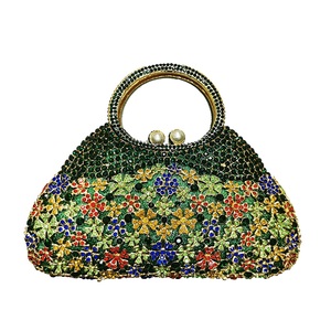 Vintage Floral Crystal Evening Bag for Women Pretty Rhinestones Top Handle <b>Purse</b> Date Nights Handbag - Product Image 5