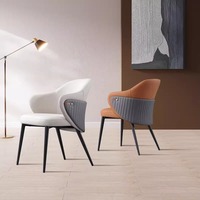 Chaise de salle à manger haut de gamme de style nordique, design minimaliste moderne, revêtement en cuir, structure en métal, pour la maison, l'hôtel et les restaurants