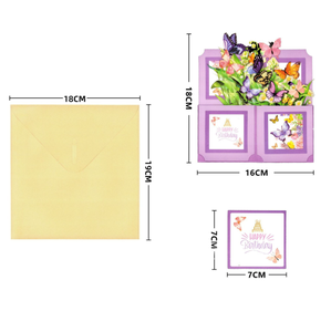 Carte de vœux d'anniversaire papillon violet tridimensionnel best-seller avec message joyeux anniversaire - Product Image 6