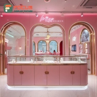 Vitrine de présentation de bijoux personnalisée avec panneau en verre trempé, éclairage LED, étanche, écologique, pour magasin de marque