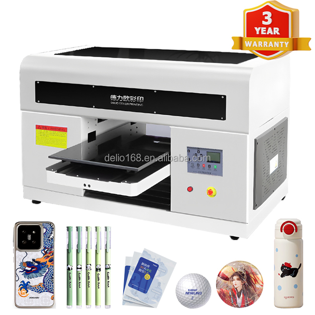 A3 UV Printer CMYKW Varnish Printer Machine LED Phone Case Pen Sticker Acrylic PVC Board Flatbed Printer Price