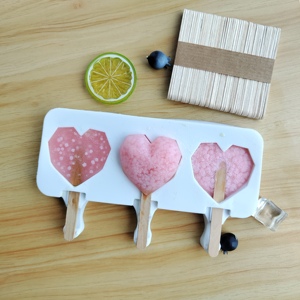 Caliente Diy 3 cavidades amor molde de silicona grado alimenticio Bpa libre forma de corazón duradero Diy caramelo forma paleta Lolly molde de helado - Product Image 4
