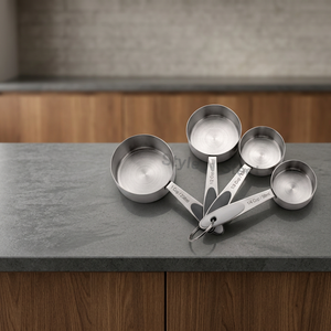 Ensemble de tasses à mesurer en acier inoxydable, 1 tasse, 1/2 tasse, 1/3 tasse, 1/4 tasse, ustensiles de cuisine empilables pour la pâtisserie et la cuisine - Product Image 1