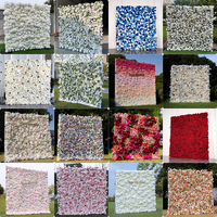 Panel Dinding Bunga Mawar 3D Dekorasi Pernikahan 8X8 Latar Belakang Dinding Bunga Gulung Mawar Sutra Putih untuk Pernikahan