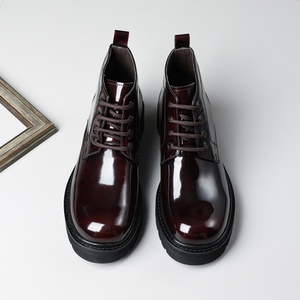 New Luxury Men's Lace up <b>Platform</b> Leather <b>Boots</b> Fashionable Outdoor Work <b>Boots</b> with Comfortable Soles Business Leather <b>Boots</b> - Product Image 3