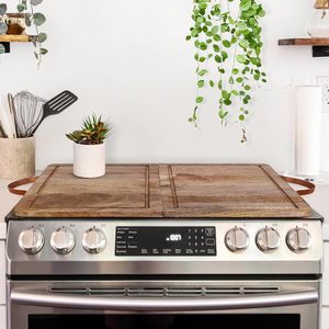 Planche à découper pliante en bois double face, couvercle de cuisinière à gaz, protection de comptoir de cuisine avec poignée - Product Image 1
