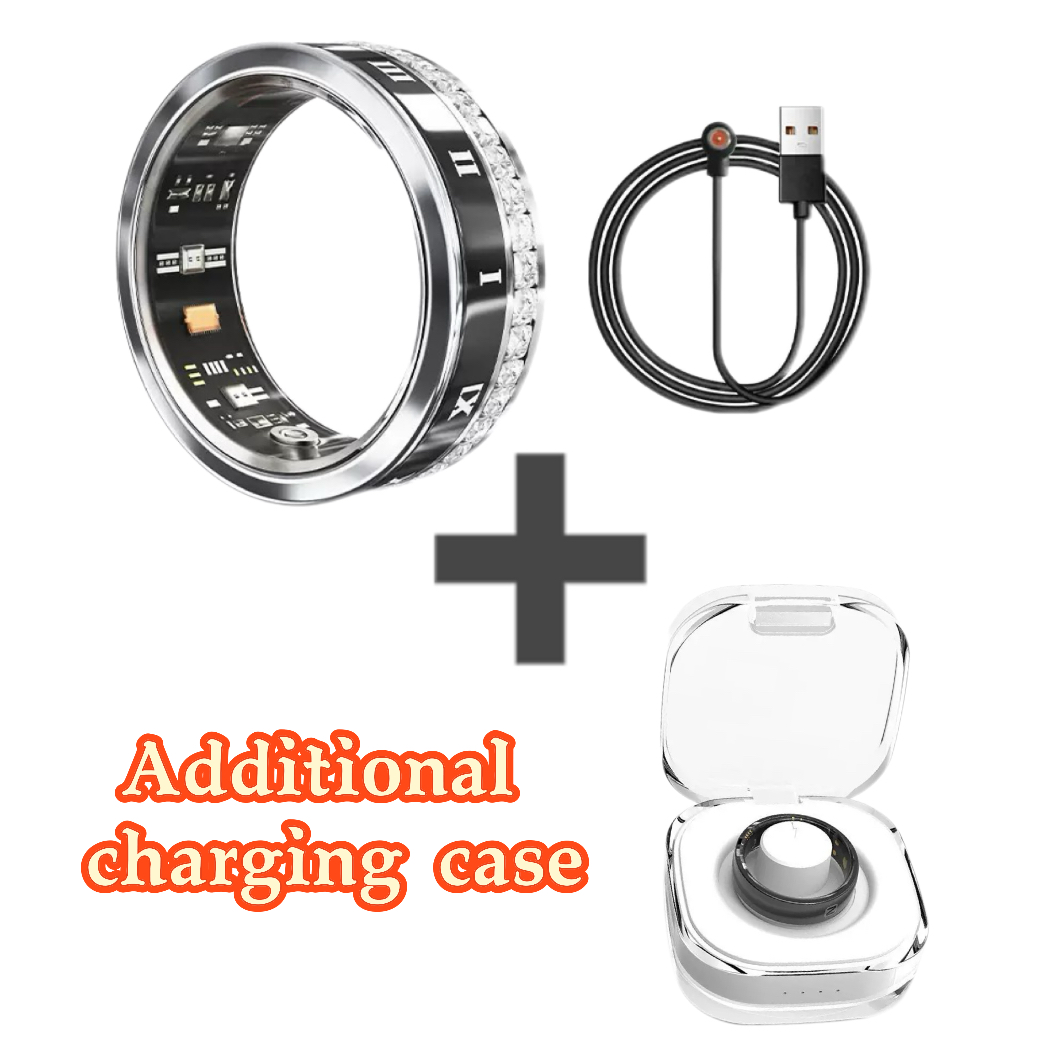 Argent + étui de chargement supplémentaire pour Smart Ring