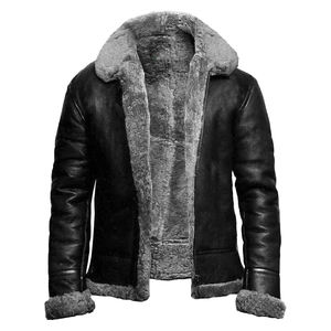 Best Quality Genuine <b>Shearling</b> Leather <b>Men's</b> <b>Jacket</b> Custom Breathable Canvas Fabric Custom Colors & Logo OEM Service - Product Image 1