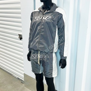 2025 Custom Design Windbreaker Two Piece Sweat Suit Set Nylon Embroidery Tracksuit <b>Zip</b> <b>up</b> <b>Jackets</b> and Nylon Shorts Set - Product Image 5