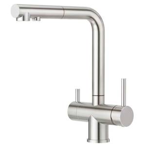 Grifo Mezclador de Cocina de 3 Vías con Doble Manija, Monomando, Extraíble, para Agua Fría y Caliente, con Filtro y Rociador Jet - Product Image 1