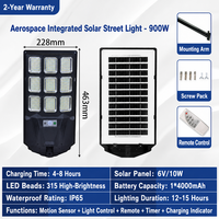Lampadaire solaire LED tout-en-un 200W 300W 400W, étanche IP65 avec détecteur de mouvement, éclairage routier municipal extérieur