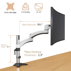 2-in-1 màn hình cánh tay máy tính xách tay núi đứng chiều cao có thể điều chỉnh bàn gắn kết cho 10 ''-27 'Màn hình/11-17.3 inch máy tính xách tay - Product Image 5