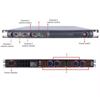 Amplificateur de puissance professionnel 600W classe D 4 canaux, système audio en rack 1U, quatre amplificateurs indépendants, haute performance