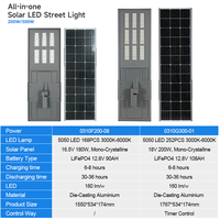 Farola Solar Integrada de Aluminio para Exteriores de Alta Calidad Alltop, Impermeable IP65, 200W 300W SMD, Todo en Uno LED