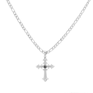 Hot Selling Niche Design <b>Titanium</b> Steel Cross Pendant Necklace Hiphop Style Silver Plated Men's Necklaces Wholesale Jewelry - Product Image 5