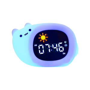 Silicone mèo ánh sáng ban đêm đèn trắng tiếng ồn máy & Ngủ huấn luyện viên Đồng hồ báo thức nhẹ nhàng bé Vườn ươm bàn & bảng đồng hồ - Product Image 2