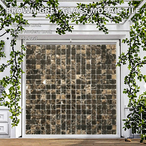 Mosaico de Vidrio para Baño, Estilo Parqué Moderno Oscuro, con Mezcla de Piedra Marrón, Gris Iridiscente y Efecto Agrietado, 300*300MM - Product Image 2