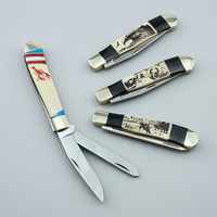 Couteau pliant gravé avec manche en os de corne, acier inoxydable 440C, 75 mm, léger, portable, durable, multifonctionnel, EDC, extérieur