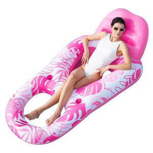 Chaise longue gonflable pour adultes avec porte-gobelets et repose-pieds, flotteur pour piscine - Product Image 2