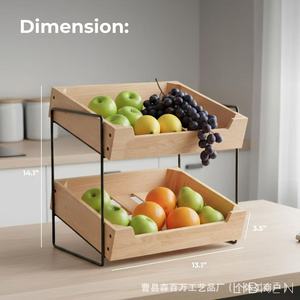 Wooden Desktop Storage Rack 2 Tier Stackable Kitchen Fruit <b>Vegetable</b> Organizer Natural Wood Color - Product Image 3