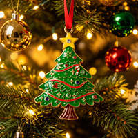 Pendentif de Noël de luxe en émail doré, ornement bijou 3D à plusieurs niveaux, décoration suspendue pour la maison, coffret cadeau de fêtes