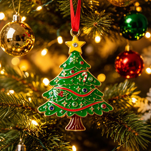 Pendentif <span class=keywords><strong>de</strong></span> Noël <span class=keywords><strong>de</strong></span> luxe en émail doré, ornement bijou 3D à plusieurs niveaux, décoration suspendue pour la maison, coffret cadeau <span class=keywords><strong>de</strong></span> fêtes - Product Image 1