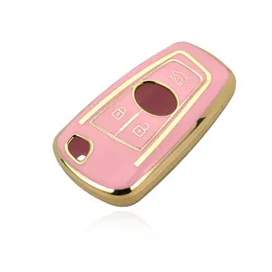 2023 new arrival gold chrome edge car remote tpu key cover bag case purple pink black red for tata