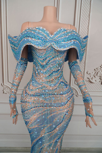 Novance Y4857 Abbigliamento Donna Estate 2025 Lussuosi Abiti da Sera <span class=keywords><strong>con</strong></span> Spalle Scoperte e <span class=keywords><strong>Guanti</strong></span> <span class=keywords><strong>Vestito</strong></span> Lungo Scintillante <span class=keywords><strong>con</strong></span> Diamanti - Product Image 6